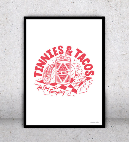 Tinnies & Tacos - Art Print