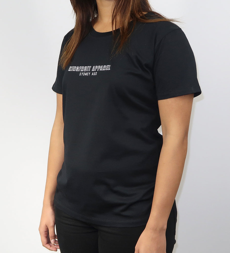 Womens Outlined Emb. Tee - Black